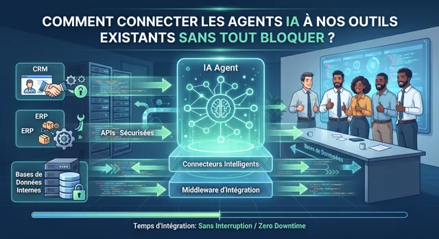 Illustration de la question : Comment connecter les agents IA aux outils existants (CRM, ERP, bases de données) sans tout bloquer ?