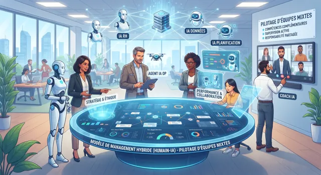 Illustration de la question : À quoi ressemblera le management hybride humain-IA, et qui doit piloter ces équipes mixtes ?
